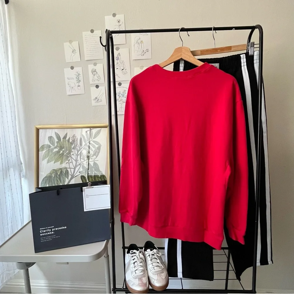 ｛Zara X Tom&Jerry｝ Crewneck Red Size M Pullover Oversize - Picture 2 of 8